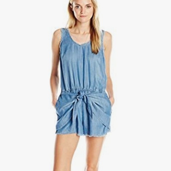 Plenty by Tracy Reese Chambray Frayed Edge Romper - Picture 1 of 8